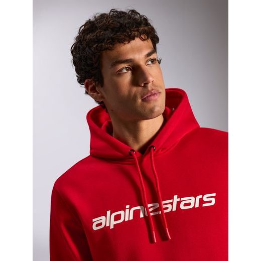 MIKINA WORDMARK HOODIE 3, ALPINESTARS (ČERVENÁ/BÍLÁ)