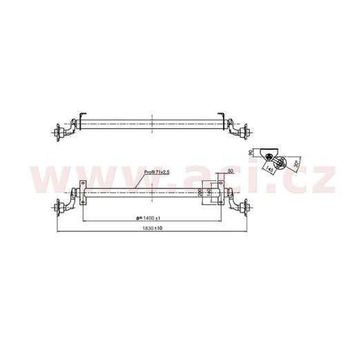 NÁPRAVA AL-KO COMPACT UBR 700-5 (750 KG) ROZTEČ PATEK 1400 MM (4X100) ORIGINÁL