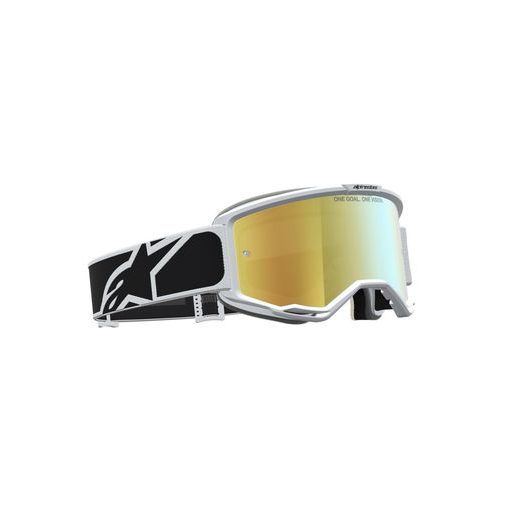 OKULIARE VISION 5 RORA, ALPINESTARS (ČERNÁ/BÍLÁ, ZRKADLOVÉ ZLATÉ PLEXI) 2027