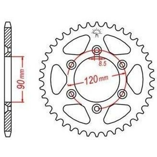 OCEĽOVÁ ROZETA PRE SEKUNDÁRNE REŤAZY TYPU 520, JT - ANGLICKO (39 ZUBOV)