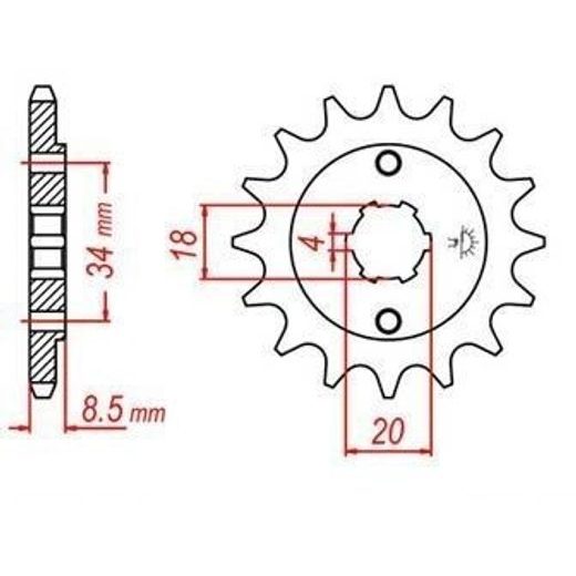 REŤAZOVÉ KOLIESKO PRE SEKUNDÁRNE REŤAZY TYPU 520, JT - ANGLICKO (15 ZUBOV)