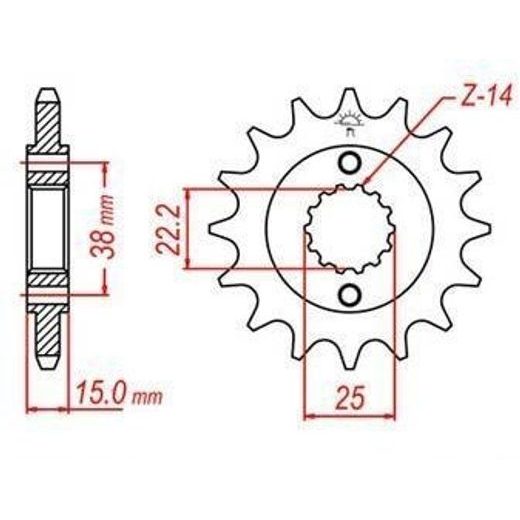 REŤAZOVÉ KOLIESKO PRE SEKUNDÁRNE REŤAZY TYPU 520, JT - ANGLICKO (15 ZUBOV)