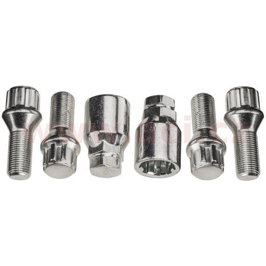 BEZPEČNOSTNÍ ŠROUB KOLA, ZÁVIT M14X1.25, KUŽELOVÉ SEDLO, DÉLKA ZÁVITU 27 MM (SADA 4 KS)