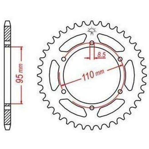 OCEĽOVÁ ROZETA PRE SEKUNDÁRNE REŤAZY TYPU 428, JT - ANGLICKO (45 ZUBOV)
