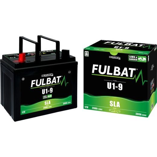 BATÉRIE 12V, U1-9 SLA, 28AH, 300A, ĽAVÁ, BEZÚDRŽBOVÁ MF AGM, 195X125X176, FULBAT (AKTIVOVANÁ VE VÝROBE)