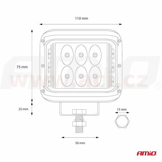 LED PRACOVNÍ SVĚTLO, NAPĚTÍ 9-36 V, (12 LED 3030), SVĚT. TOK 2880 LM, (110 X 75 MM), 2 FUNKCE (HLAVNÍ A BOČNÍ OSVĚTLENÍ)