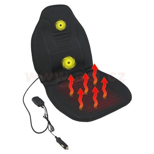 VYHŘÍVANÝ POTAH SEDAČKY S MASÁŽÍ, 2 INTENZITY MASÍROVÁNÍ, NAPÁJENÍ 12V (PŘIPOJENÍ DO ZAPALOVAČE) ČERNÝ