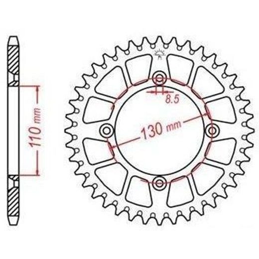 DURALOVÁ ROZETA PRE SEKUNDÁRNE REŤAZY TYPU 420, JT - ANGLICKO (48 ZUBOV)