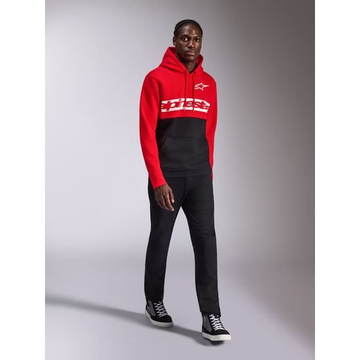 MIKINA PARALLEL HOODIE, ALPINESTARS (ČERVENÁ/ČERNÁ)