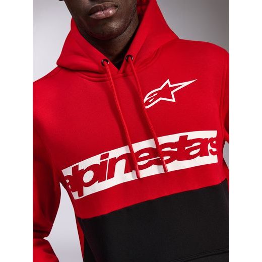 MIKINA PARALLEL HOODIE, ALPINESTARS (ČERVENÁ/ČERNÁ)