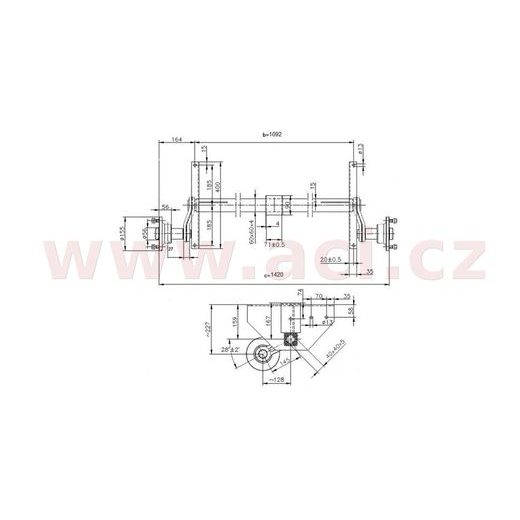 NÁPRAVA KNOTT VG 7-L (750 KG) ROZTEČ PATEK 1092 MM, VYSOKÉ PATKY (4X100) ORIGINÁL