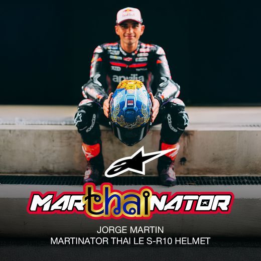 PRILBA SUPERTECH R10 MARTHAINATOR LIMITOVANÁ EDÍCIA JORGE MARTIN, ALPINESTARS (MODRÁ PERLEŤ/ZLATÁ/ČERVENÁ) 2026