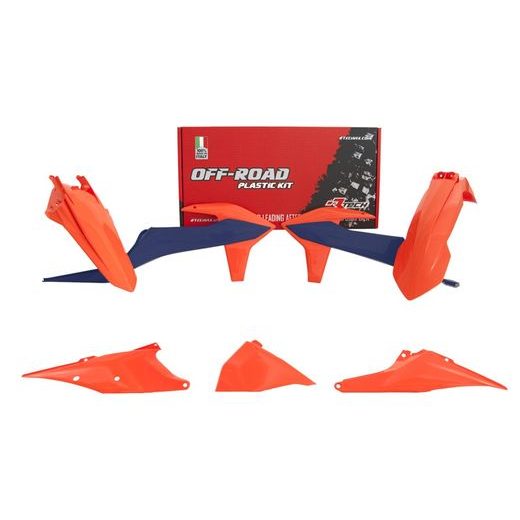 SADA PLASTOV KTM, RTECH (ORANŽOVO-MODRÁ, 5 DIELOV)