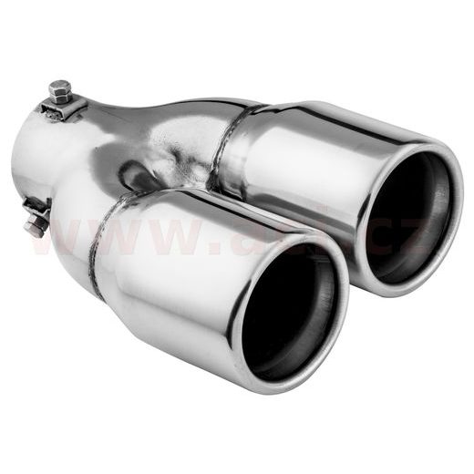 KONCOVKA VÝFUKU NEREZOVÁ DVOJITÁ KULATÁ, VNĚJŠÍ PRŮMĚR 2X76MM, DÉLKA 210MM, VNITŘNÍ PRŮMĚR 45-58MM ASSO