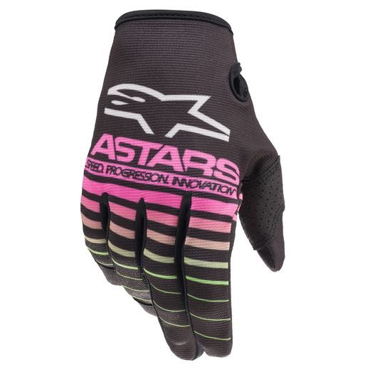 RUKAVICE RADAR, ALPINESTARS, DETSKÉ (ČERNÁ/ZELENÁ NEON/RŮŽOVÁ FLUO)