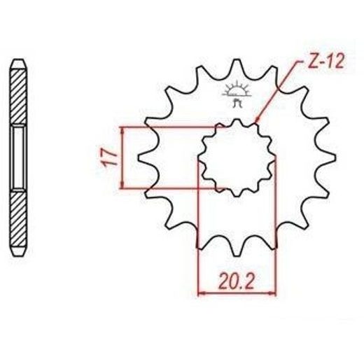REŤAZOVÉ KOLIESKO PRE SEKUNDÁRNE REŤAZY TYPU 428, JT - ANGLICKO (12 ZUBOV)
