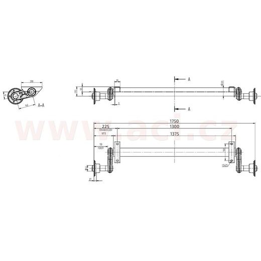 NÁPRAVA KNOTT G 13 (1300 KG) ROZTEČ PATEK 1300 MM, NÍZKÉ PATKY (4X100) ORIGINÁL