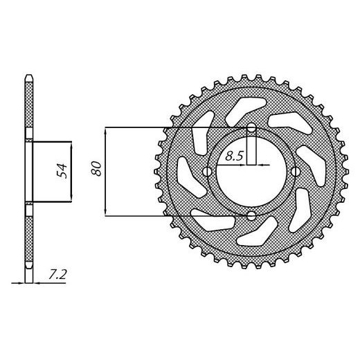 OCEĽOVÁ ROZETA PRE SEKUNDÁRNE REŤAZY TYPU 428, BRAKING (45 ZUBOV)