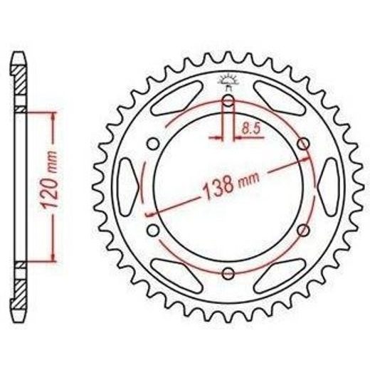 OCEĽOVÁ ROZETA PRE SEKUNDÁRNE REŤAZY TYPU 525, JT - ANGLICKO (40 ZUBOV)