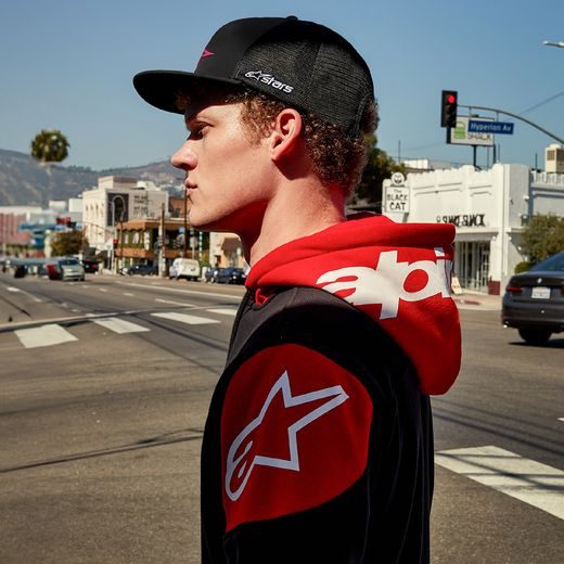 MIKINA VELOCITY HOODIE, ALPINESTARS (ČERNÁ/ČERVENÁ)