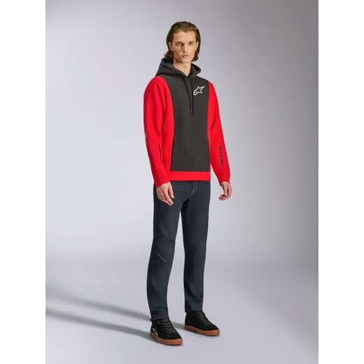 MIKINA IGNITE HOODIE, ALPINESTARS (ČERNÁ/ČERVENÁ)