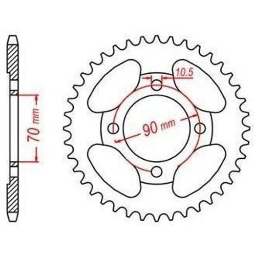 OCEĽOVÁ ROZETA PRE SEKUNDÁRNE REŤAZY TYPU 420, JT - ANGLICKO (42 ZUBOV)