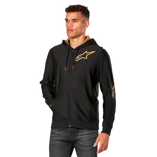 MIKINA SESSIONS 3 HOODIE, ALPINESTARS (ČERNÁ/ZLATÁ)