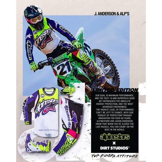 DRES SUPERTECH SX LIMITOVANÁ EDÍCIA DIRT STUDIOS, ALPINESTARS (BÍLÁ/FIALOVÁ/RŮŽOVÁ/ŽLUTÁ FLUO) 2025