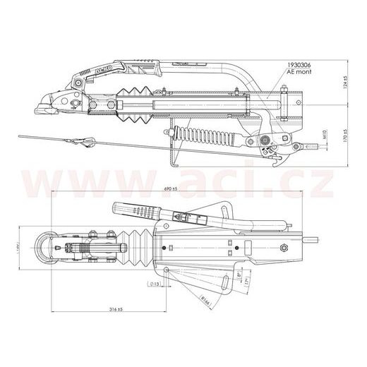 NÁJEZDOVÁ BRZDA AL-KO 251S PLUS 1500-2700 KG (UNIVERZ. MONTÁŽ) S AK270 ORIGINÁL