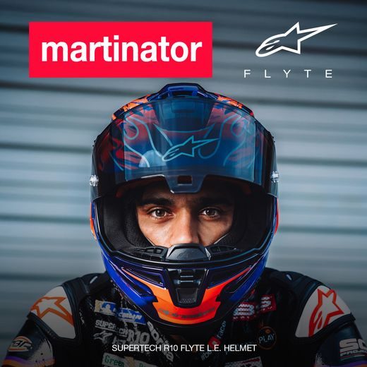 PRILBA SUPERTECH R10 FLYTE LIMITOVANÁ EDÍCIA JORGE MARTIN, ALPINESTARS (FIALOVÁ/ČERVENÁ) 2026