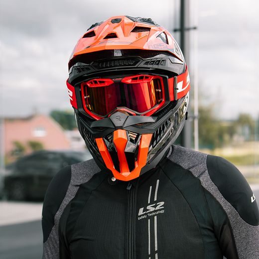 LS2 AURA PRO GOGGLE BLACK RED WITH IRIDIUM VISOR