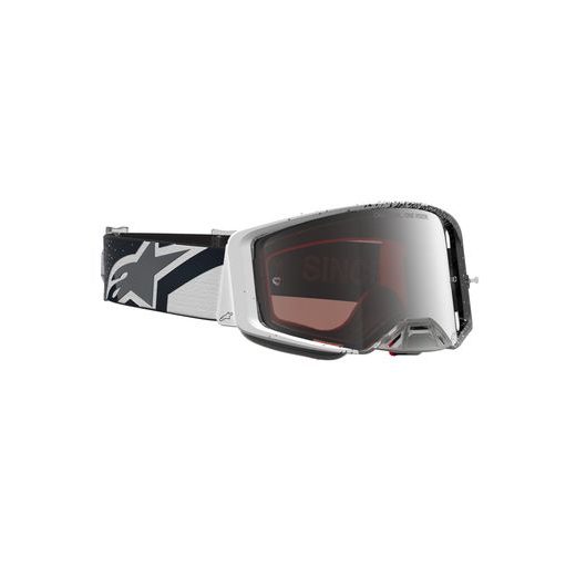 OKULIARE SUPERTECH HITEN, ALPINESTARS (BÍLÁ/ČERNÁ, ZRKADLOVÉ STRIEBORNÉ PLEXI) 2027