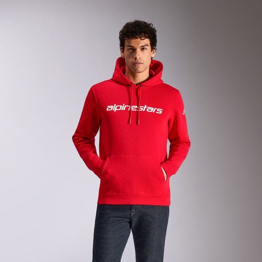 MIKINA WORDMARK HOODIE 3, ALPINESTARS (ČERVENÁ/BÍLÁ)