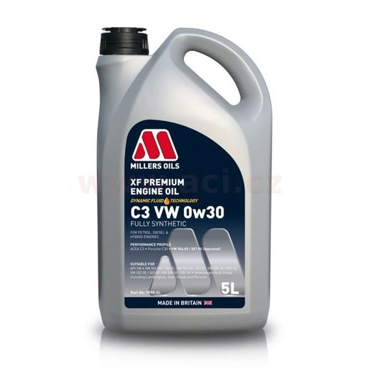 MILLERS OILS XF PREMIUM C3 VW 0W30, PLNE SYNTETICKÝ, 5L