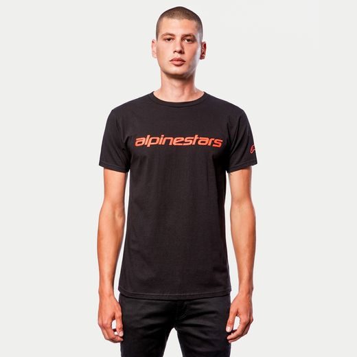 TRIKO LINEAR WORDMARK TEE, ALPINESTARS (ČERNÁ/ČERVENÁ FLUO)