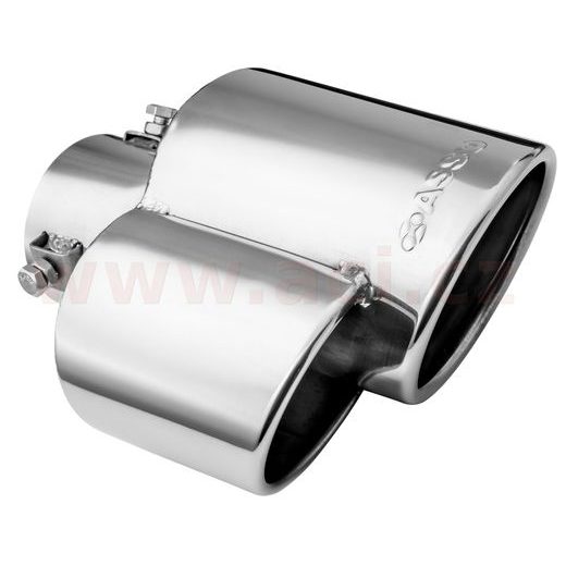 KONCOVKA VÝFUKU NEREZOVÁ ZDVOJENÁ (L) KULATÁ, VNĚJŠÍ PRŮMĚR 90X76MM, DÉLKA 180MM, VNITŘNÍ PRŮMĚR 45-58MM ASSO