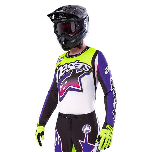 DRES SUPERTECH SX LIMITOVANÁ EDÍCIA DIRT STUDIOS, ALPINESTARS (BÍLÁ/FIALOVÁ/RŮŽOVÁ/ŽLUTÁ FLUO) 2025