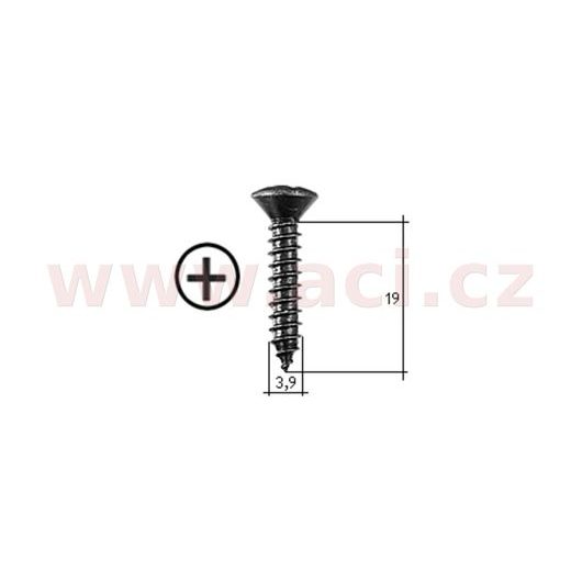 SAMOŘEZNÝ KŘÍŽOVÝ VRUT ČERNÝ POZINK FE (SADA 20 KS) (3,9 MM, 19 MM)