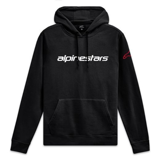 MIKINA WORDMARK HOODIE 3, ALPINESTARS (ČERNÁ/BÍLÁ/ČERVENÁ)