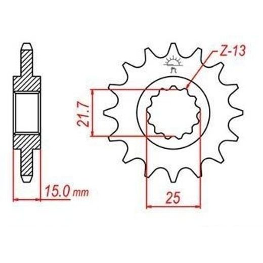 REŤAZOVÉ KOLIESKO PRE SEKUNDÁRNE REŤAZY TYPU 525, JT - ANGLICKO (13 ZUBOV)