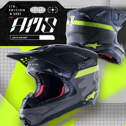 PRILBA SUPERTECH S-M10 LIMITOVANÁ EDÍCIA AMS, ALPINESTARS (ŠEDÁ/BÍLÁ/ŽLUTÁ FLUO/ČERNÁ)