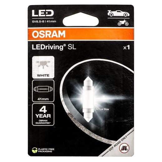 OSRAM ŽÁROVKA LED LEDRIVING SL C5W DÉLKA 41 MM STUDENĚ BÍLÁ 6000K 12V JEDEN KUS V BALENÍ