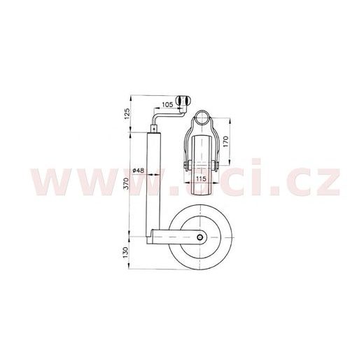 KOLEČKO OPĚRNÉ KNOTT PRŮM. 48 MM (NAFUKOVACÍ) 150 KG ORIGINÁL