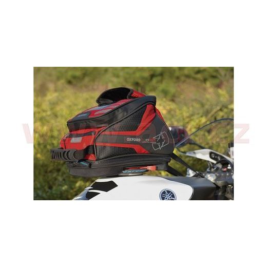 TANKBAG NA MOTOCYKEL Q4R QR, OXFORD (ČERNÝ/ČERVENÝ, S RÝCHLOUPÍNACÍM SYSTÉMOM NA VIEČKA NÁDRŽE, OBJEM 4 L)