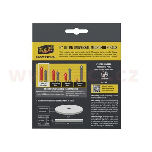MEGUIAR'S PROFESSIONAL MICROFIBER PADS (6“) MIKROVLÁKNOVÉ LEŠTICÍ KOTÚČE, PRIEMER 6", 2 KUSY