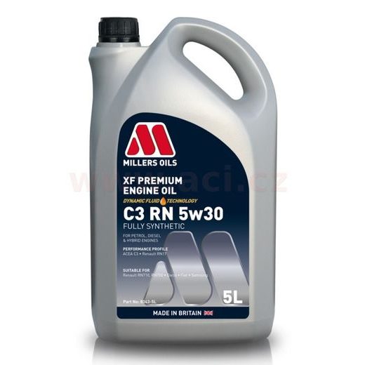 MILLERS OILS MOTOROVÝ OLEJ PLNE SYNTETICKÝ XF PREMIUM C3 RN 5W30 5L