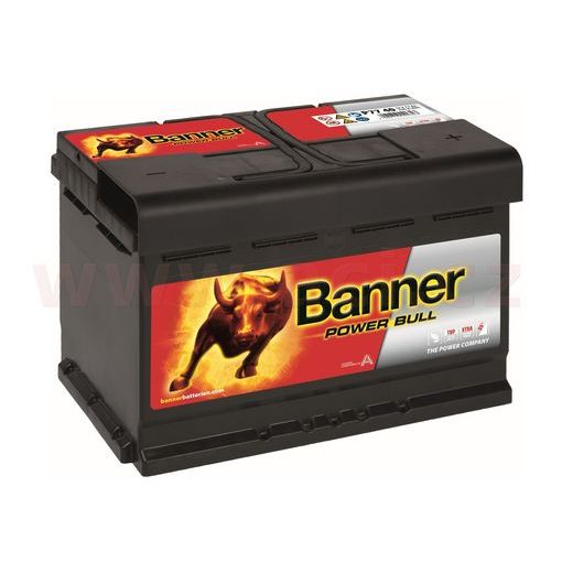 77AH BATÉRIA, 700A, PRAVÁ BANNER POWER BULL 278X175X190