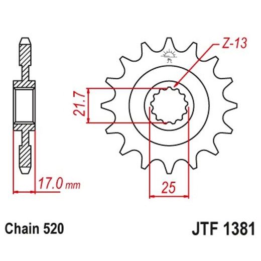 REŤAZOVÉ KOLIESKO PRE SEKUNDÁRNE REŤAZY TYPU 520, JT - ANGLICKO (15 ZUBOV)