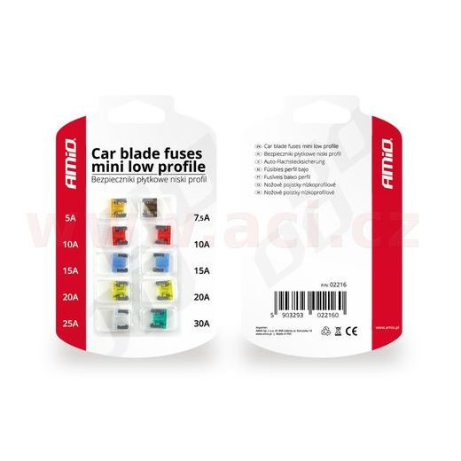 SADA PLOCHÝCH POJISTEK MINI NÍZKOPROFILOVÉ (SADA 10 KS)