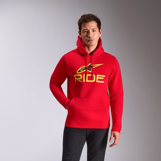 MIKINA RIDE HOODIE 3, ALPINESTARS (ČERVENÁ/ŽLUTÁ FLUO/ČERNÁ)